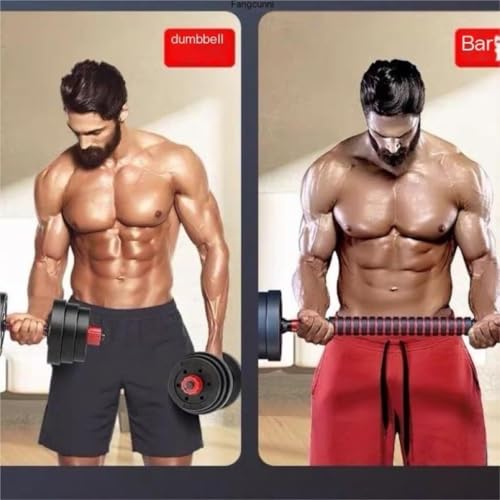 Adjustable Rubber-Coated Dumbbell Set 60kg, Cast Iron, Ergonomic Design, Versatile for Home Gym, Barbell Conversion, Weight Options (10kg-100kg), Red(40kg) - Image 4