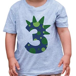 7 ate 9 Apparel Boy’s Three 3rd Third 3 Dinosaur Birthday Dino Grey T-Shirt 3T