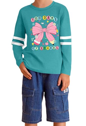 100 Days of School Shirt Kids:Happy 100 Day Shirts Boys Girls School-Day Tshirts Cute Graphic Tee Tops 4-12y(Cyan,130) - Image 7