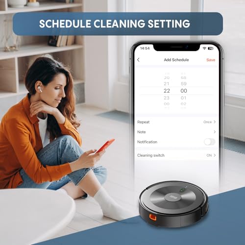 Robot Vacuum and Mop Combo: 3000Pa Suction Robotic Vacuums 120Mins Runtime & APP/Voice/Remote & Scheduled & Self-Charging, Slim Robot Vacuum Cleaner for Home Hard Floor, Low-Pile Carpet, Pet Hair - Image 9