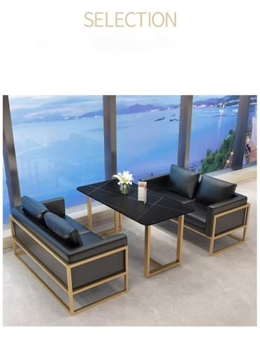 JOSOGO Nordic Style Commercial Leather Sofa Booth Set with Coffee Table, 7 Combination Options, Gray/Black, Suitable for Tea House, Café, Lounge, Reception Area, Restaurant Furniture(Gray Set 6) - Image 5