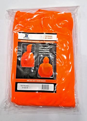 Zeluga 27-426-L-12PK Sun Protection UPF 50+ Safety Shirts Construction Work T-Shirts, High Visibility Hoodie, Polyester and Cotton Long Sleeve Hooded, Orange Large 12 Pack - Image 5