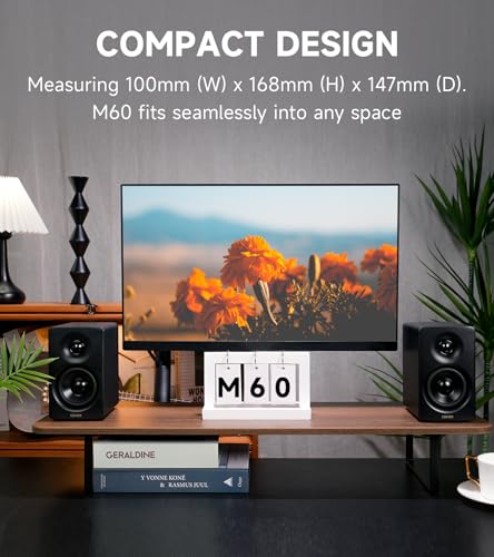 Edifier M60 Multimedia Speaker Bluetooth 5.3, 66W RMS, Hi-Res Audio & Hi-Res Wireless Audio, LDAC,3" Mid Bass & 1" Tweeter, USB-C & Aux Inputs, Compact Desktop Speaker – Black - Image 3