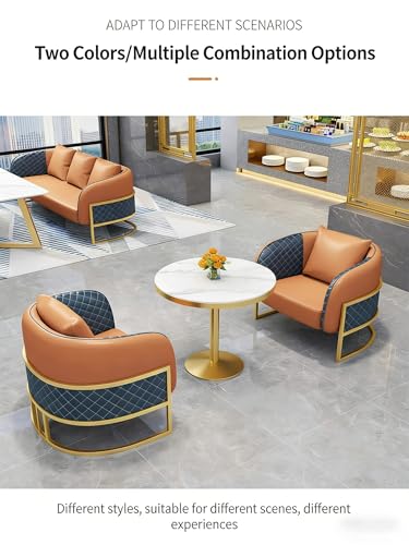 JOSOGO Nordic Style Reception Seating Set - 2-6 Person Upholstered Sofa/Chair for Hotel Lobbies, Beauty Salons, Restaurants - Modern Leisure Waiting Area Furniture(Orange Set 4) - Image 3