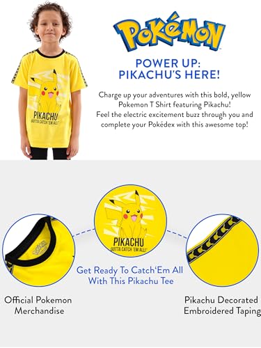 Pokemon T Shirt | Boys Pikachu Shirt | Short Sleeve Boys’ Pikachu T-Shirt | Yellow | 6 - Image 5