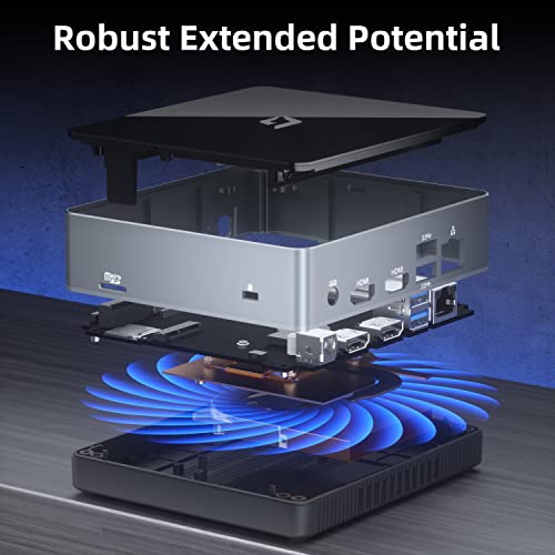 CyberGeek Mini Desktop Linux Server,12th Alder Lake N100 (up to 3.4GHz) Small Mini PC, 16GB DDR4 RAM 128GB PCIe SSD, Mini PC Computers 4K Dual HDMI/USB3.0/WiFi 6/BT5.2/RJ45/VESA, Home/Office - Image 6