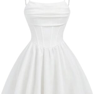 SHENHE Girl’s Spaghetti Strap Corset Dress Pleated A Line Fit and Flare Cami Dress
