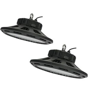 CY LED 250W UFO LED High Bay Light, 500W HPS/MH Bulbs Equivalent, 28500lm, Waterproof, Daylight White, 6000K, 120 Beam, Super Bright Commercial Lighting, LED High Bay Lights Pack of 2