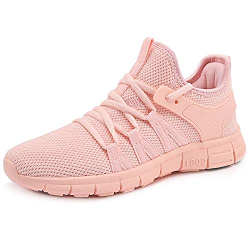 INZCOU Running Shoes Lightweight Tennis Shoes Non Slip Gym Workout Shoes Breathable Mesh Walking Sneakers Pink 8women / 7men - Image 2