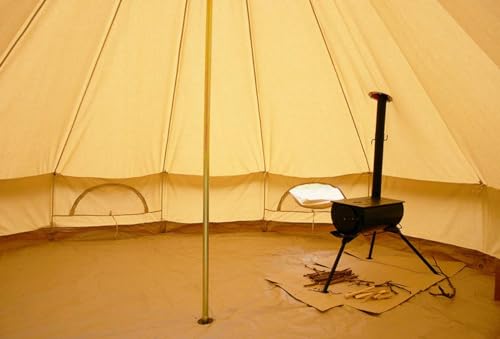 DEKIMOW Luxury 4-Season Glamping Tent Family Tent with 2 Doors and Stove Jack Hole,Waterproof Cotton Canvas Bell Tent 4/5/6M Yurt Bell Tent - Image 8