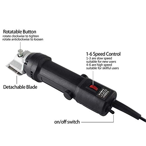 JKSVTF Hair Care Trimmer Professional Pet Grooming Heavy Duty Clipper Kit Electric Clipper 6 Speeds Shaving Thick Coats Fur Hair Large/Medium Dogs Horses Horses - Image 3