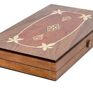 Backgammon Set Mosaic Design- Foldable Walnut Board – Classic Board Game – Size 20,5″