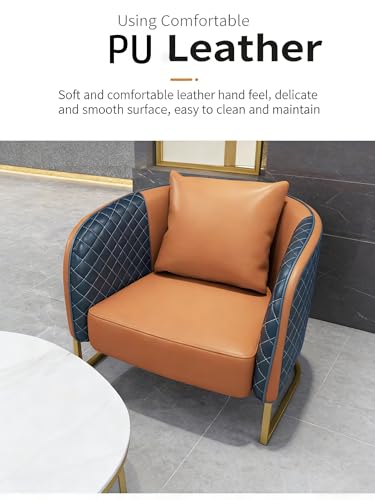 JOSOGO Nordic Style Reception Seating Set - 2-6 Person Upholstered Sofa/Chair for Hotel Lobbies, Beauty Salons, Restaurants - Modern Leisure Waiting Area Furniture(Orange Set 4) - Image 4