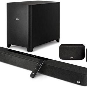 Polk Audio MagniFi Max AX SR 7.1.2 Channel Sound Bar with Wireless 10″ Subwoofer & SR2 Surround Speakers for Smart TV, Dolby Atmos and DTS:X, Polk’s Patented VoiceAdjust & SDA Technologies, Black