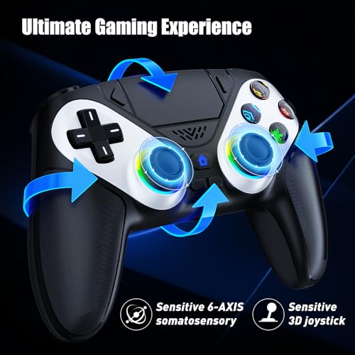 Gamrombo LED Wireless Controller for PS5, Compatible with PS5 Pro/Slim/PC, Dual Vibration, Macro/Turbo Function, 3.5mm Audio Jack, 6-Axis Motion Contro Gamepad with Speaker - Image 6