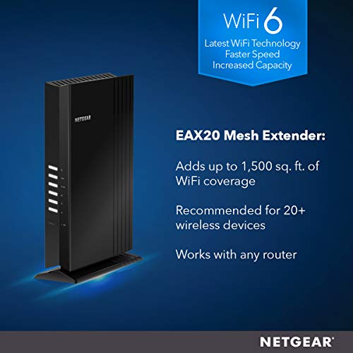 NETGEAR WiFi 6 Mesh Range Extender (EAX20) - Add up to 1,500 sq. ft. and 20+ Devices with AX1800 Dual-Band Wireless Signal Booster & Repeater (up to 1.8Gbps Speed), Plus Smart Roaming - Image 2