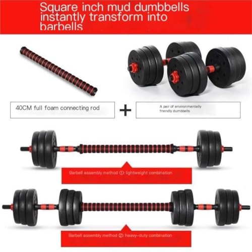 Adjustable Rubber-Coated Dumbbell Set 60kg, Cast Iron, Ergonomic Design, Versatile for Home Gym, Barbell Conversion, Weight Options (10kg-100kg), Red(40kg) - Image 6