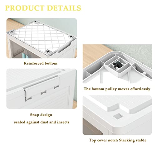 XFNVXC 5-Tier Plastic Storage Cart with Wheels and Front Opening Foldable Boxes - Stackable Storage Bins with Lids for Efficient Organization - Image 3