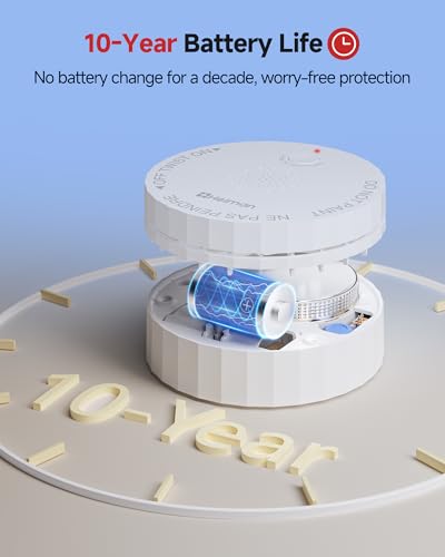 Heiman Smoke Detector, 10-Year Battery Operated Smoke Alarms, Photoelectric Fire Detectors for Home, UL 217 10th Ed. Certified, Portable Small Compact, Test Silence Button, RV, Travel, 3 Pack - Image 3