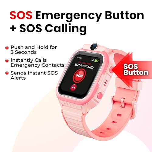 Emojikidz Smartwatch for Kids 3-12| 4G LTE GPS Tracker for Kids & Voice Calling, Texting, SOS Alerts, Camera, Parental Control | Phone Watch for Boys & Girls- Model R Pink - Image 6