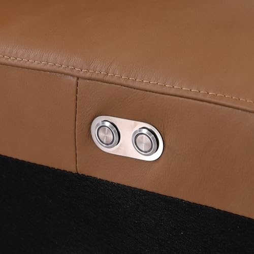 Blackjack Furniture Ibero 12-Piece Top Grain Italian Leather Sectional Reclining Sofa Set with 4 Power Recliners, Power Adjustable Headrests, USB and Wireless Phone Charger and Console Storage, Cognac - Image 12