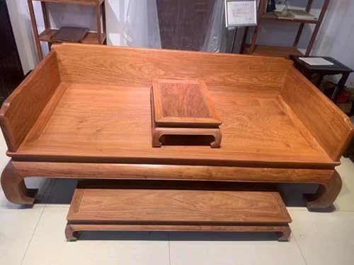 Traditional Chinese Furniture Ming Style Daybed, Burmese Rosewood, Brown, 3-Piece Set with Footstool and Tea Table - Image 3
