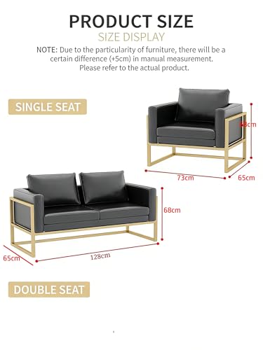 JOSOGO Nordic Style Commercial Leather Sofa Booth Set with Coffee Table, 7 Combination Options, Gray/Black, Suitable for Tea House, Café, Lounge, Reception Area, Restaurant Furniture(Gray Set 6) - Image 3