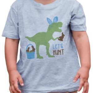 7 ate 9 Apparel Boys Happy Easter Shirts – Easter Bunny Dinosaur Grey T-Shirt 2T