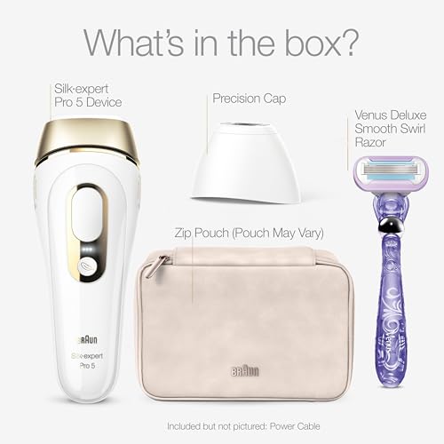 Braun IPL at Home Laser Hair Removal for Women and Men, Silk Expert Pro 5 PL5137 with Venus Swirl Razor, Permanent Visible Hair Reduction in Hair Regrowth for Body & Face, Corded, PL5137 - Image 10
