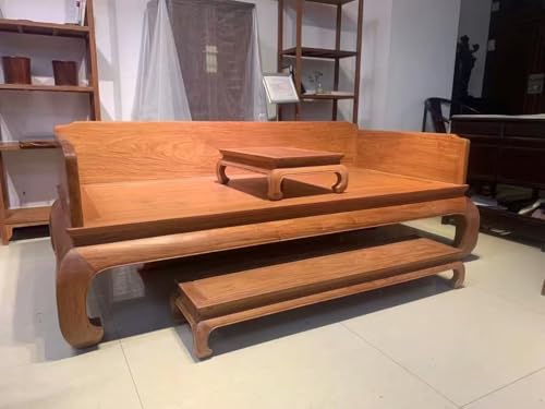 Traditional Chinese Furniture Ming Style Daybed, Burmese Rosewood, Brown, 3-Piece Set with Footstool and Tea Table - Image 2