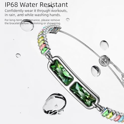 Smart Bracelet for Women Girl, Fitness Tracker with Colored Diamonds, 24/7 Heart Rate/SPO₂/Sleep Monitor, 10g Lightweight Bracelet, IP68 Waterproof, Activity Tracker for iOS Android (Green) - Image 3
