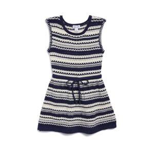 Splendid Kids Girls Sweater Stripe Tank Dress, Moonstone/Navy, 4