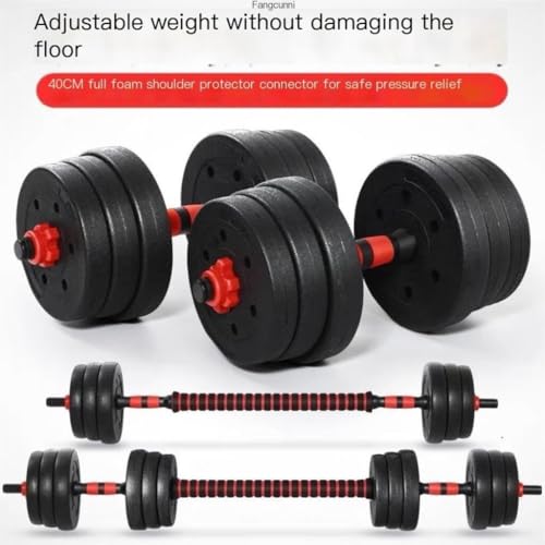 Adjustable Rubber-Coated Dumbbell Set 60kg, Cast Iron, Ergonomic Design, Versatile for Home Gym, Barbell Conversion, Weight Options (10kg-100kg), Red(40kg) - Image 5