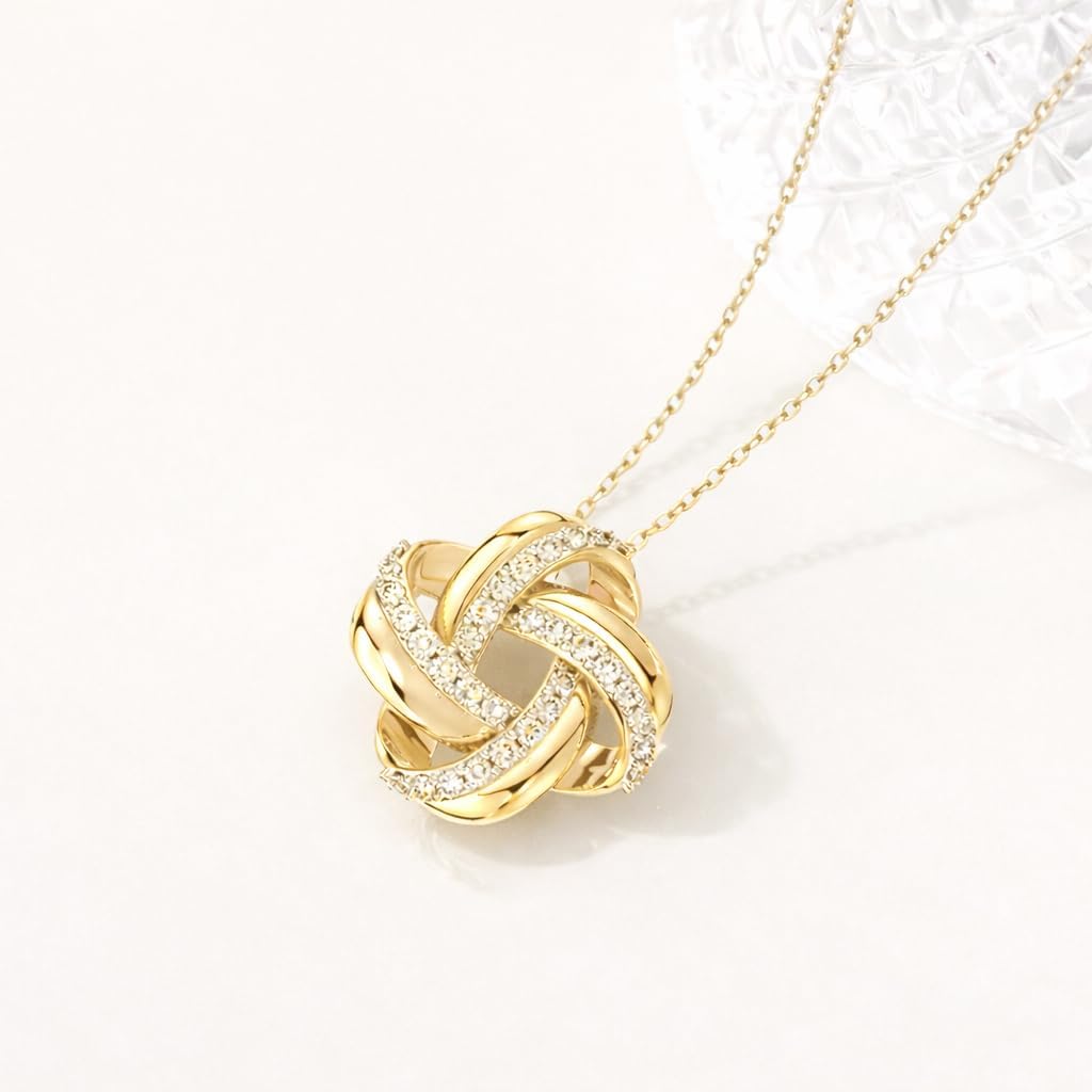 Love Knot Necklace for Women, Sterling Silver/Gold Plated Love Knot Pendant Jewelry Valentine's Day Gift for Women on Birthday Anniversary for Wife Girlfriend Her - Image 4