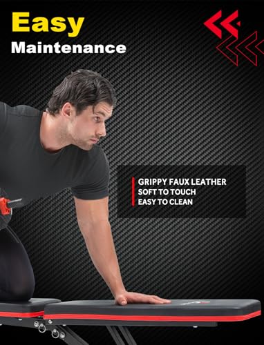 LINODI Adjustable Weight Bench for Home Gym,Foldable Incline Decline Flat Workout Bench for Full Body Strength Training, Dumbbell Press & Ab Exercises - Image 6