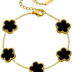 Gold Bracelets for Women Non Tarnish, 18K Gold Plated Dainty Lucky Clover Bracelet Stackable for Women Trendy Unique Jewelry Gifts, Birthday Christmas Gift for Wife Girlfriend Mom Friend Sister