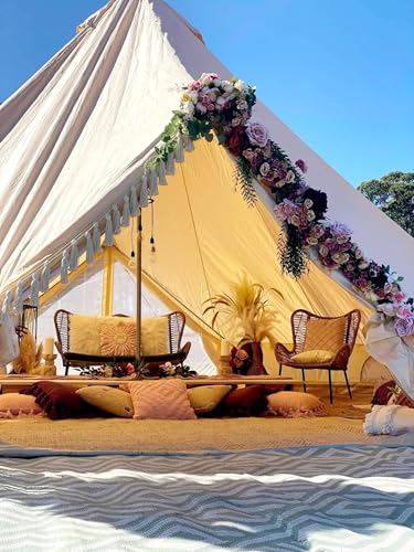 DEKIMOW Luxury 4-Season Glamping Tent Family Tent with 2 Doors and Stove Jack Hole,Waterproof Cotton Canvas Bell Tent 4/5/6M Yurt Bell Tent - Image 4