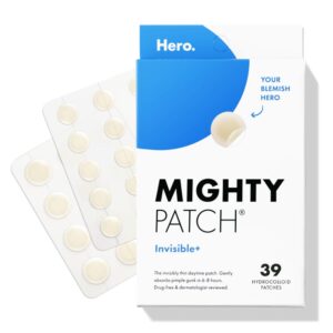 Mighty Patch™ Invisible+ Patch – Daytime Hydrocolloid Acne Pimple Patches for Covering Zits and Blemishes, Ultra Thin Spot Stickers for Face and Skin (24 Medium and 15 Small Patches)