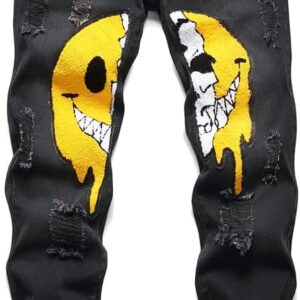 GAGELE Boy’s Skinny Ripped Jeans Destroyed Distressed Stretch Slim Fit Denim Pants