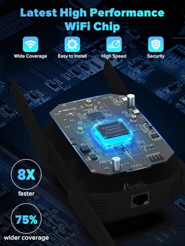2026 AX3000 WiFi 6 Extender, WiFi Extender Signal Booster-Dual Band (2.4G/5.8G), Long Range WiFi Booster with Gigabit Ethernet Port, Access Point, No Required App, Easy Setup and Faster Speed (Black) - Image 3