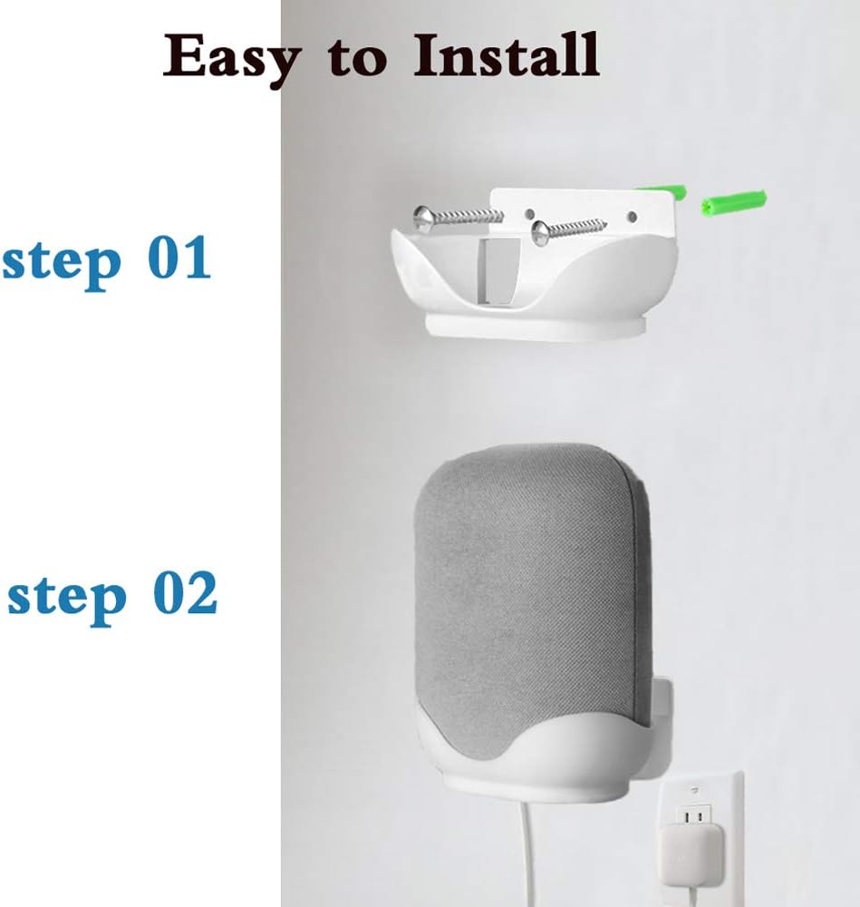 2 Pack Wall Mount Compatible with Google Nest Audio Speaker,Built in Cord Management Easy Install,Stable Stand Google Nest Audio Smart Speaker Holder Accessories for Space-Saving, White - Image 4