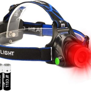 Hunting Red Light Headlamp Zoomable LED Headlight with 3 Lighting Mode and Water Resistant for Running Camping Hiking Reading.