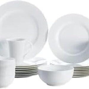 Mikasa Delray 40-Piece White Dinnerware Set, Service for 8, Durable Porcelain Plates, Bowls, and Mugs, Dishwasher and Microwave Safe