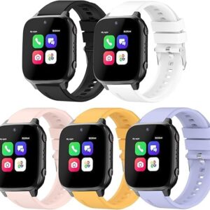E ECSEM 5-Pack Bands for Sootingot P70, Monowul P70 Kids Smart Watch, Replacement Sport Waterproof Silicone Wristbands