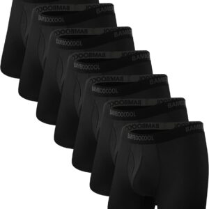 BAMBOO COOL Men’s Underwear Breathable Boxer Briefs with Fly Moisture-Wicking Lightweight Underwear 7-Pack