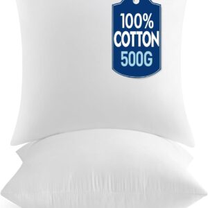 MIULEE 18×18 Pillow Inserts,Set of 2 100% Virgin Microfiber with Cotton Cover Throw Pillows for Couch Sofa and Bed