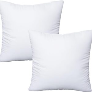 OKBA Throw Pillows Insert Set of 2, with 100% Cotton Cover, Bed and Couch – Indoor Hotel Decorative Pillows, 18x18in White Pillows Inserts