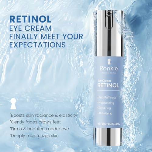 Retinol Eye Cream for Dark Circles: Anti-Wrinkle Under Eye Cream - Night Care Eye Cream Reduces Eye Bags 0.5 fl. oz - Image 3