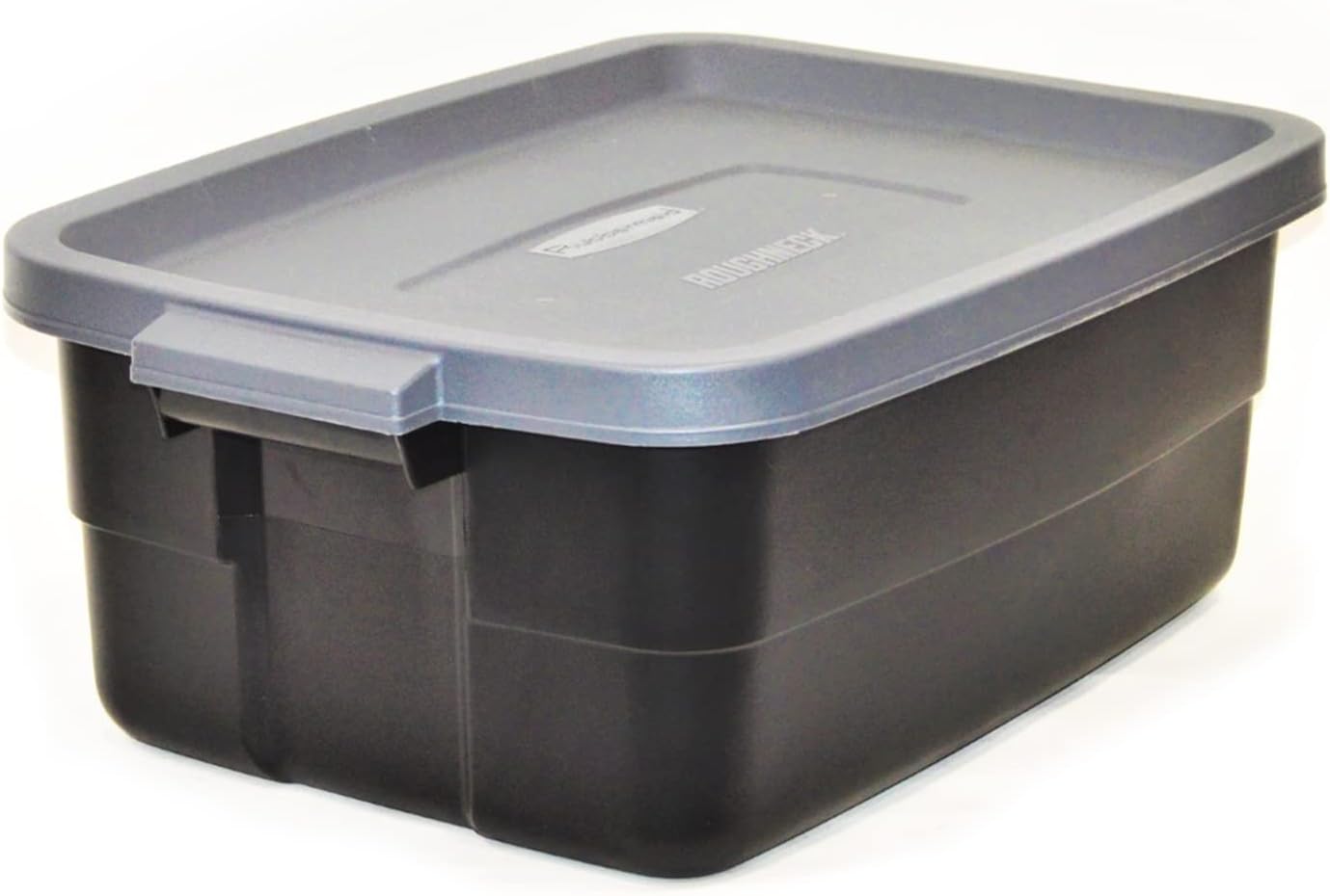 Rubbermaid 6-Pack Totes for Storage with Lids, Heavy Duty Plastic Storage Bins with Lids, Black Gray, 10 GAL - Stackable for Garage, Attic, Camping (10 GAL - 6 Pack Solid Black and Grey) - Image 4