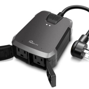 TREATLIFE 2 in 1 Outdoor Smart Dimmer Plug, 2 Individual Control Sockets, 600W, Compatible with Alexa, Google Home, IP64 Dimmer for Outdoor String Lights, Dusk to Dawn, 2.4GHz WiFi Only